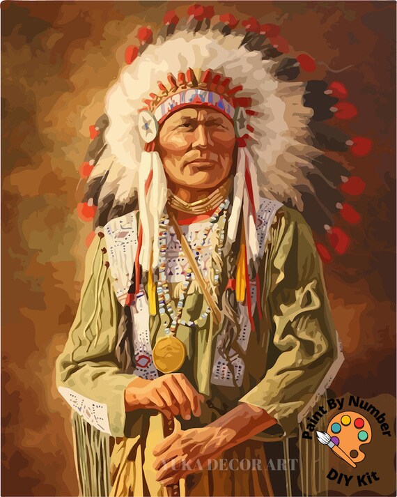 ヴィンテージ！レア! 3D paint by numbers kits Vintage PAINT by NUMBERS DIY Kit for Adult Native American Chief
