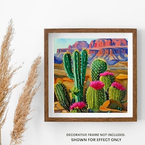 Kit di pittura con i numeri per fiori di cactus, paesaggio desertico per adulti, fai da te, set da colorare con i numeri, kit di pittura per principianti fai da te, regalo per la decorazione della casa