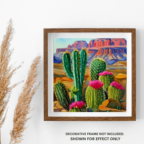 Kit de peinture à numéros de fleurs de cactus pour adulte, peinture de paysage désertique, bricolage, couleur par numéros, kit de peinture facile pour débutants, décoration d'intérieur, cadeau