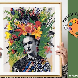 Frida Kahlo PAINT by NUMBERS DIY Kit für Erwachsene, mexikanische Diy-Malerei, einfache Acrylmalerei für Anfänger, Wohnkultur-Wandkunst Geschenk
