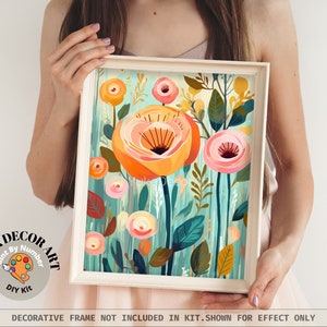 Garden PAINT by NUMBER Kit for Adults Spring Flowers Paint Kit Easy Beginners Acrylic Paint DIY Kit Wall Art Decor Mom Gift