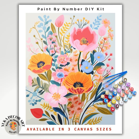 Wildflowers PAINT by NUMBER Kit Adultsspring Flower Garden DIY Painting
