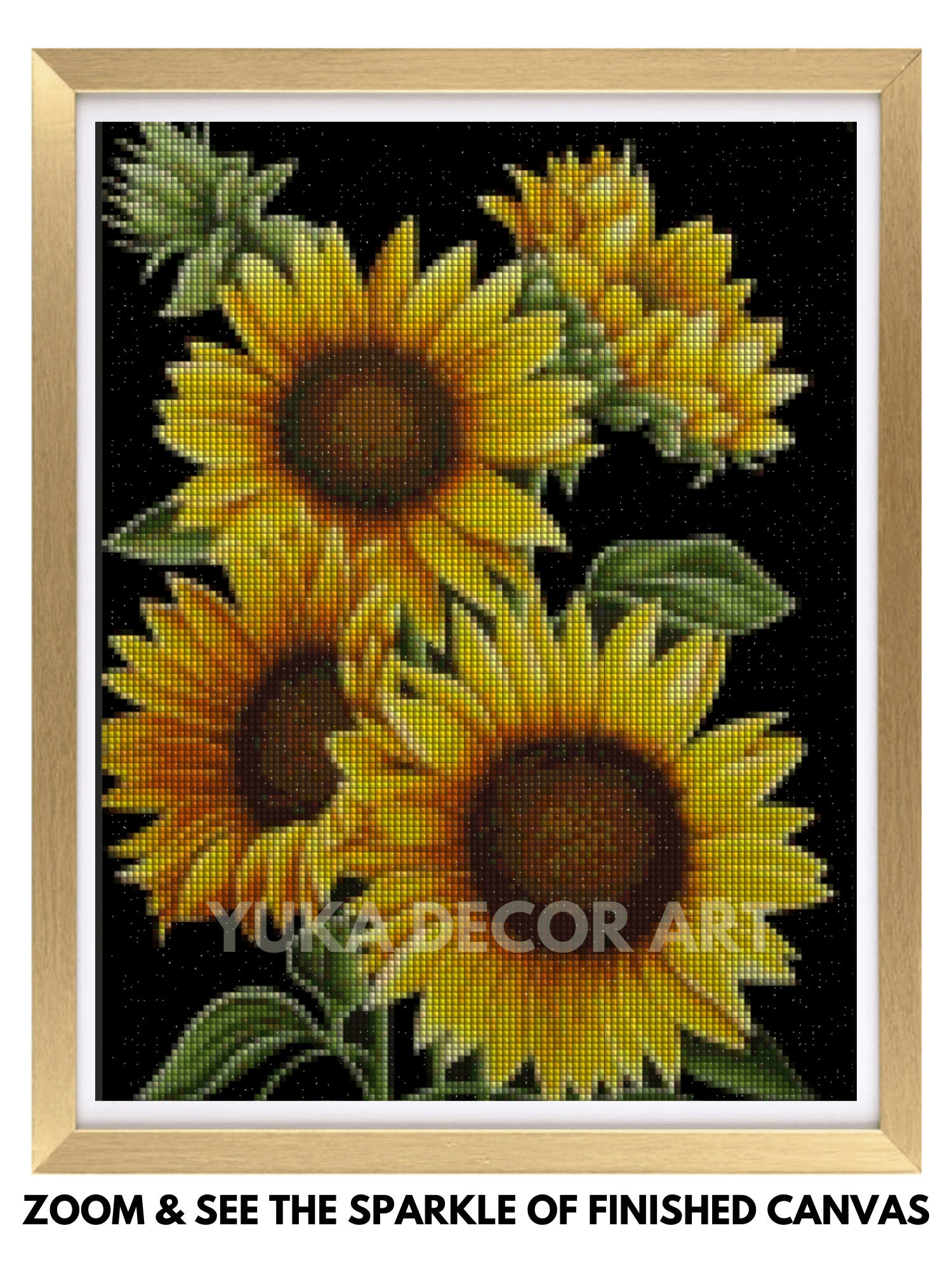 Diamond Art | 5D Diamond Painting Kits | Abstract Sunflower House Kit with  28-Facet, Resin Square Diamonds, Thick Canvas Plus Tools | DIY Crafts for