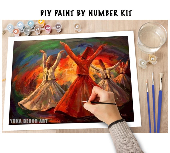 Dipingi con i numeri Kit fai da te per adulti, Rumi astratto Danza del  derviscio rotante, Ritratto colorato, Pittura acrilica per principianti  Facile da parete Regalo artistico -  Italia