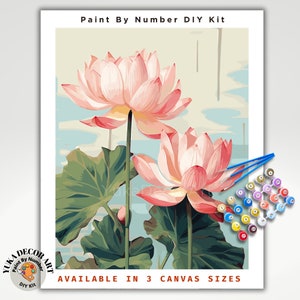 Koi Fish PAINT by NUMBER Kit Adults , White Lotus Plant in Lake