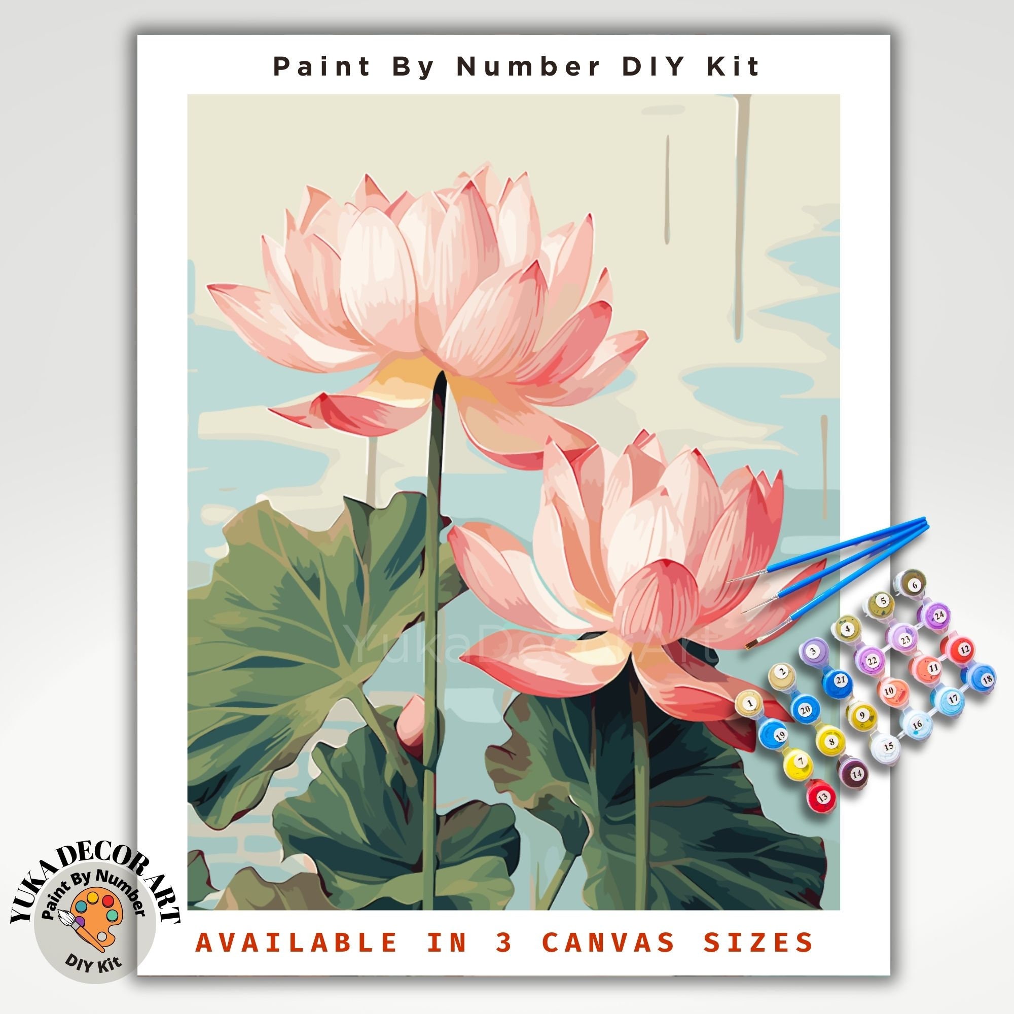 Canvases Paint Lotus Flower Numbers