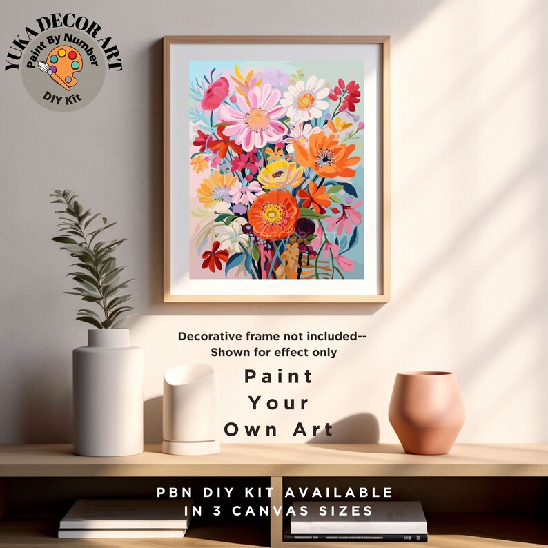 Wildflowers PAINT by NUMBERS Kit Adults garden DIY Painting Chic Floral ...