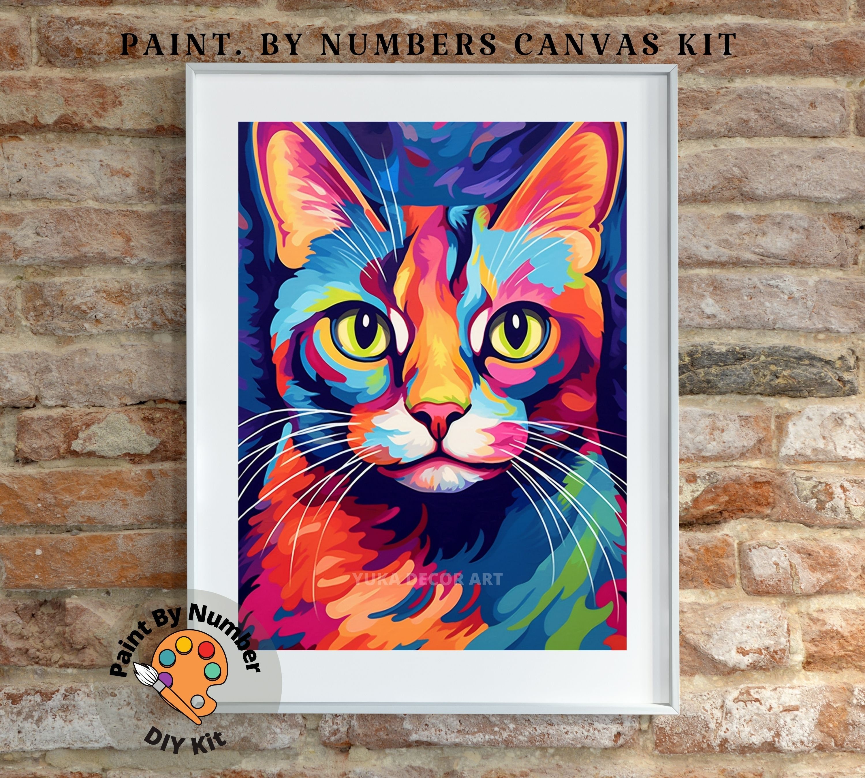Lxmsja Kit De Pintura Por Números Para Adultos – Gato, Con Marco, Lienzo 20x30 Cm, Acrílicos No Tóxicos Y 3 Pinceles