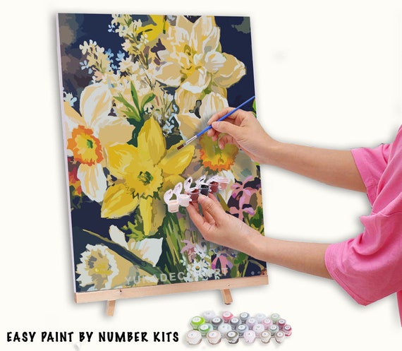 Spring Flowers Paint by Number Kit Adult, Floral Still Life Painting,easy  Beginner Acrylic Paint Kit,gift for Mom, Home Decor Gift 