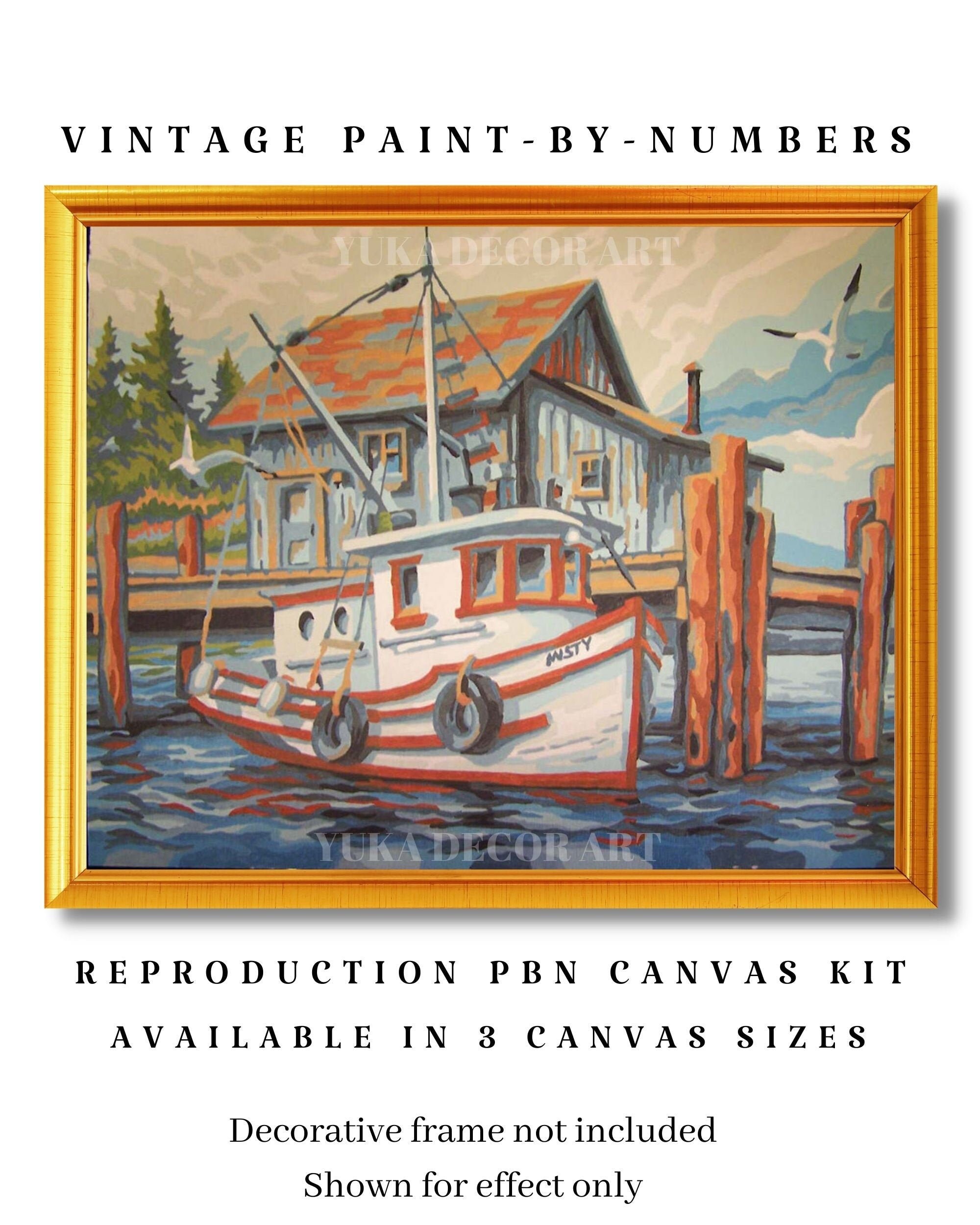 Vintage PAINT by NUMBER Kit for Adult DIY Boat Dock Painting Etsy UK