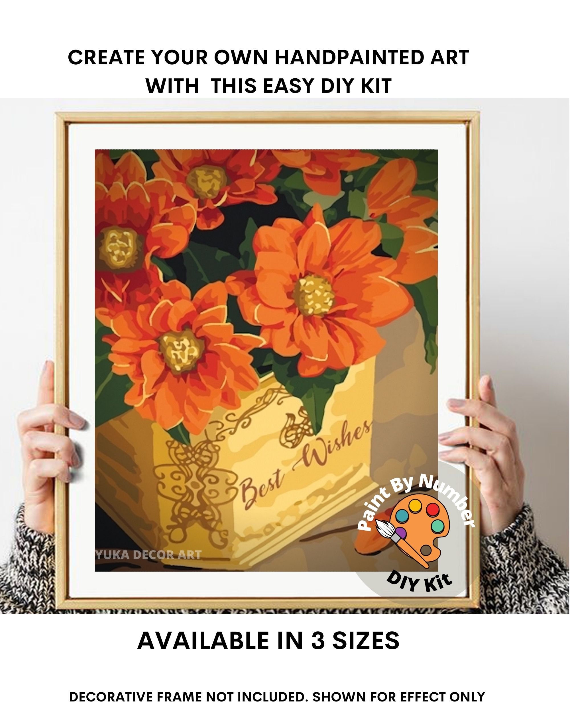 Orange Zinnia Paint by Number Kit Adult Flowers Still Life Etsy