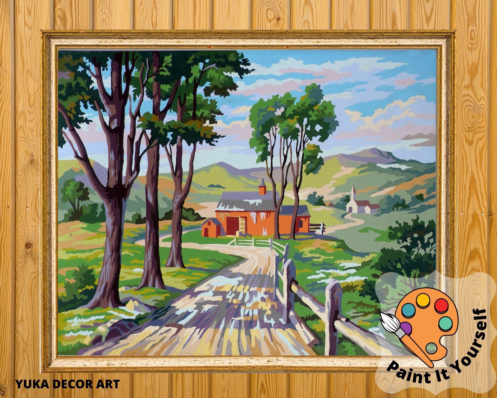 Vintage PAINT by NUMBER Kit for Adult & Kids, DIY Countryside