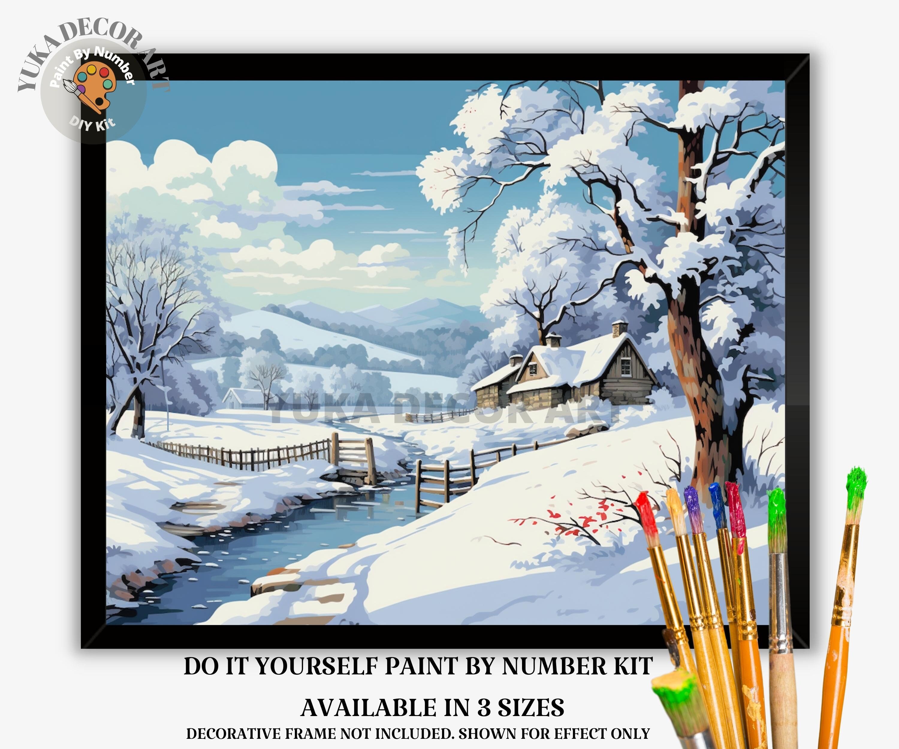 DIY Paint Party Kit Instant Download, Winter Church, Winter Scene, Includes  Tracer 8x10 and 11x14, Instructions and Supply List 