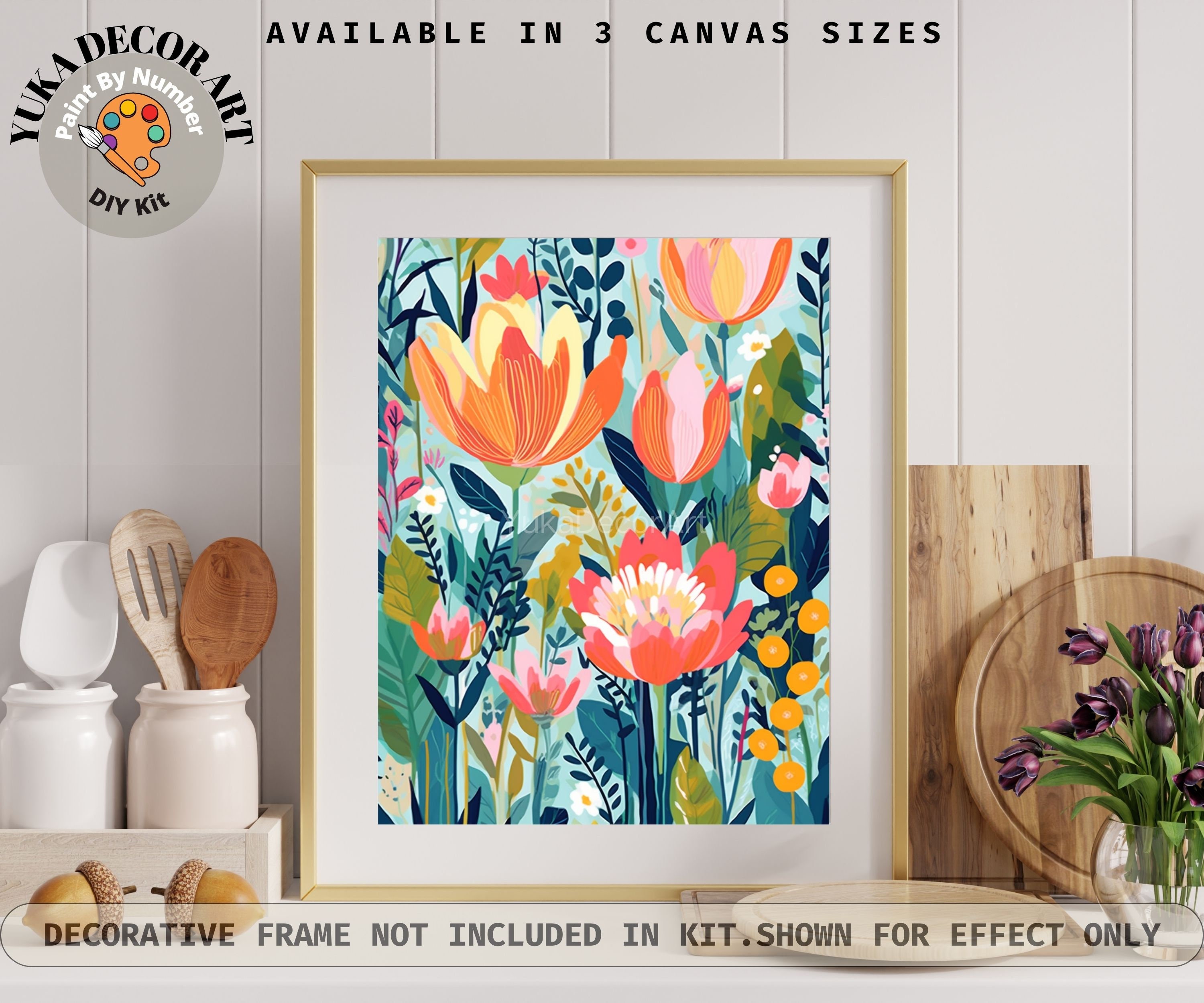 Wildflowers PAINT by NUMBER Kit for Adults Spring Flowers Painting Easy ...