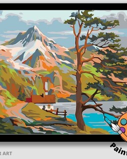Mountain PAINT by NUMBER Kit for Adult & Kids, DIY Nature Vintage