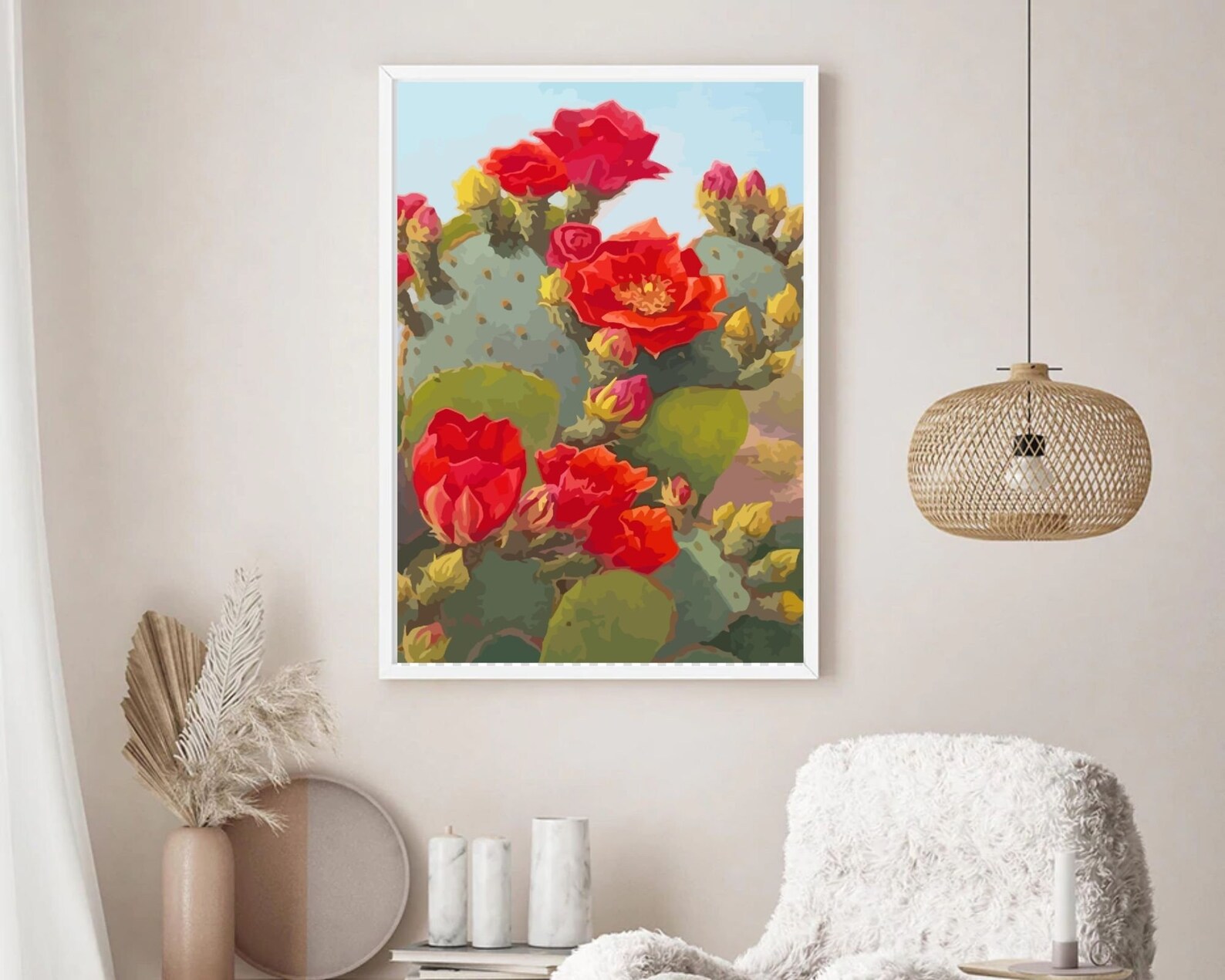 PAINT by NUMBER Kit Cactus Flowers Desert Easy DIY Etsy