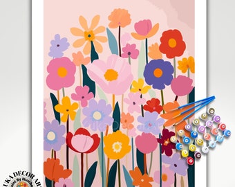 Modern PAINT by NUMBER Kit for Adults, Garden Wild Flowers Floral