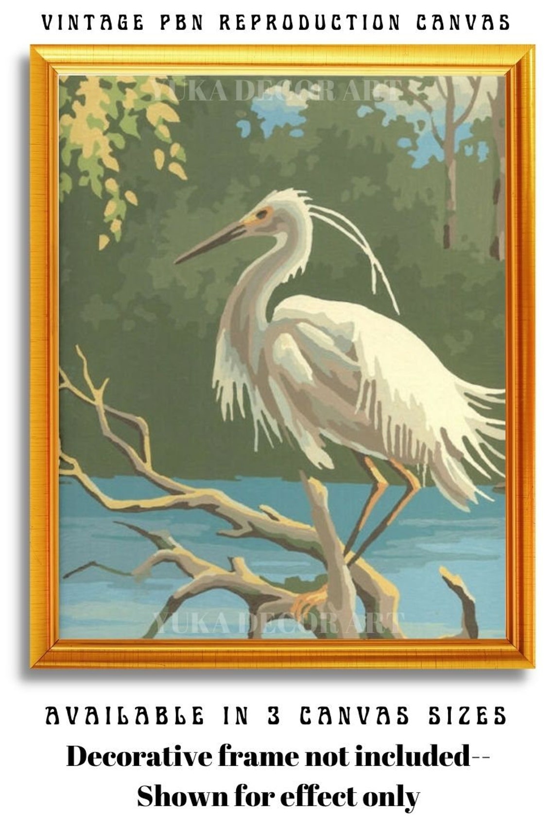 White Egret Bird Vintage PAINT by NUMBER Kit Adult DIY Etsy