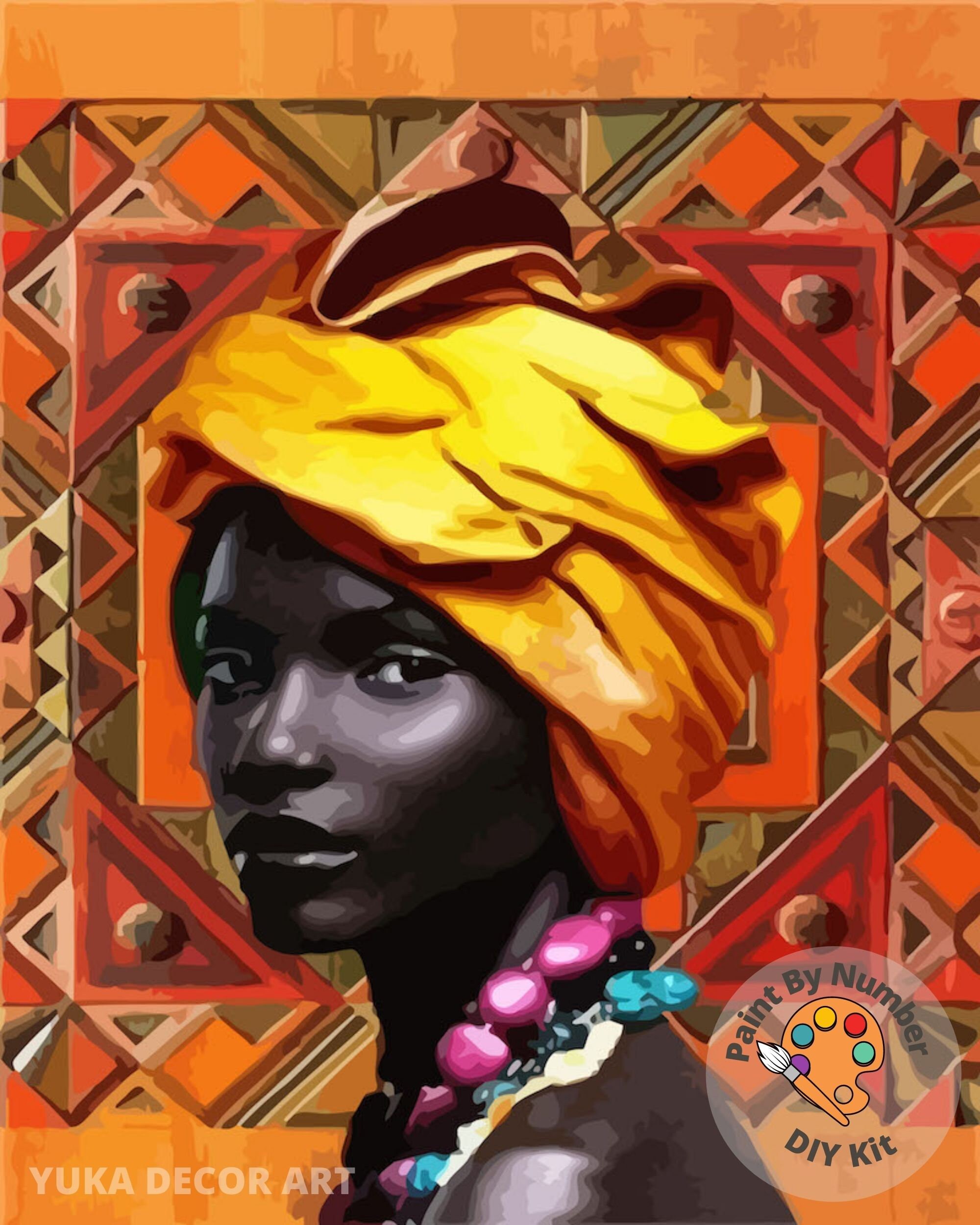 Peinture Par Numéro Peinture Par NuméRo Adulte Fille Africaine Art Graffiti  Abstrait 40x50cm Bricolage Tableau Peindre Pa562