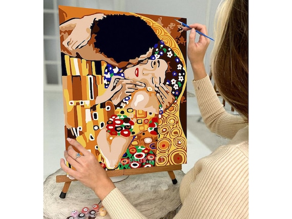 Paint by Numbers DIY Kit for Adults Gustav Klimt the Kiss , Golden