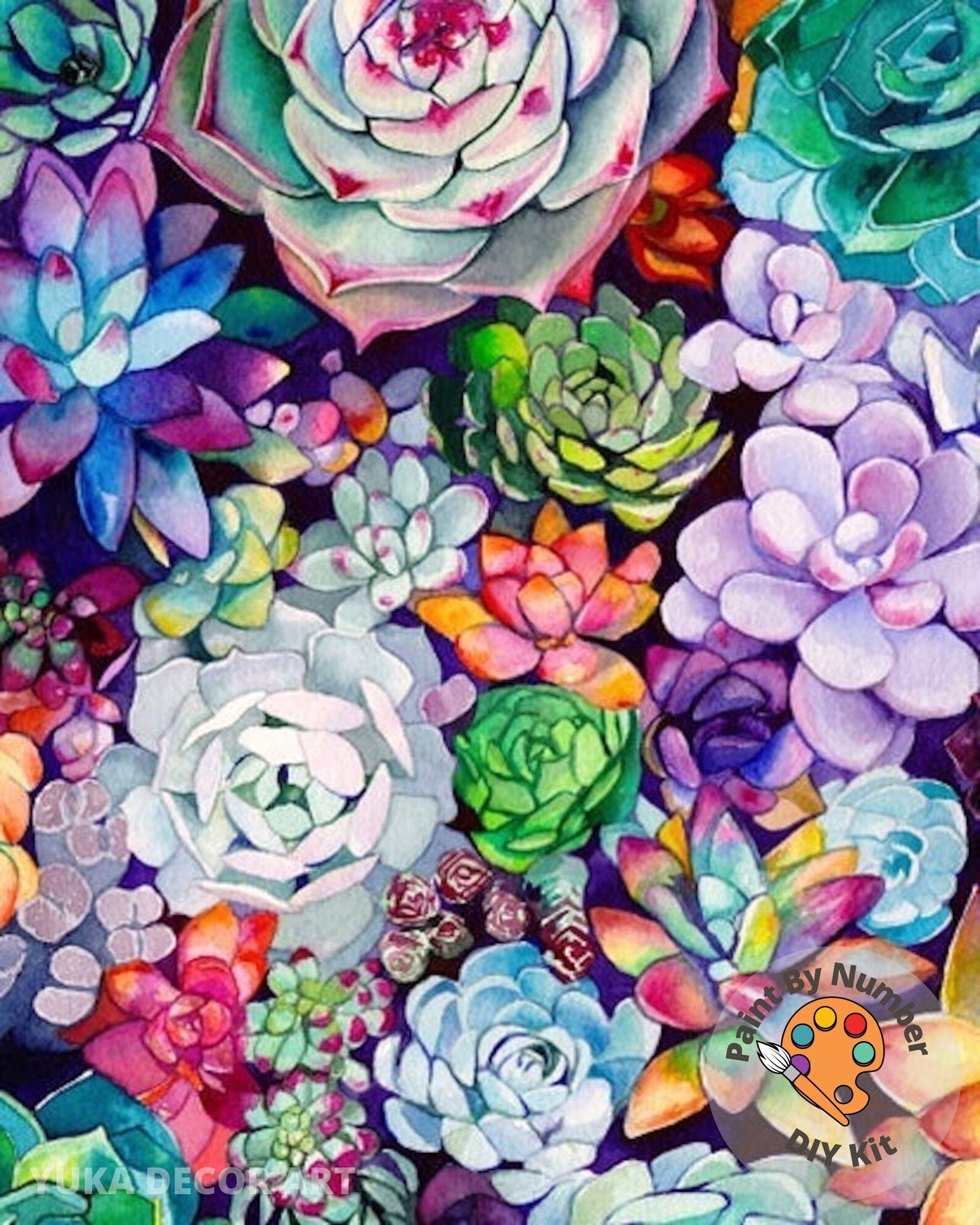 Succulents Garden Paint by Number Kit Adult Canvas Painting Etsy