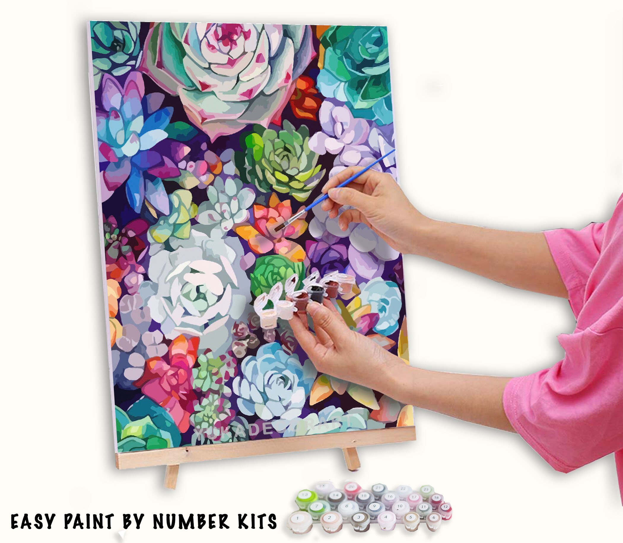 Succulents Garden Paint by Number Kit Adult Canvas Painting Etsy