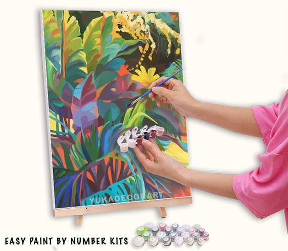 PAINT by NUMBERS Diy Kit Adult Garden Peach Flowers Colourful Wall Art Easy  Beginner Acrylic Painting Kit Grandma Mom Gift Code: FL2309115 