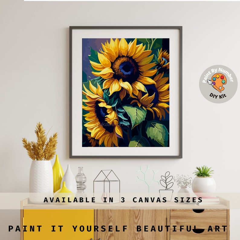 Sunflower PAINT by NUMBER Kit for Adults Floral Art Canvas Diy Easy ...