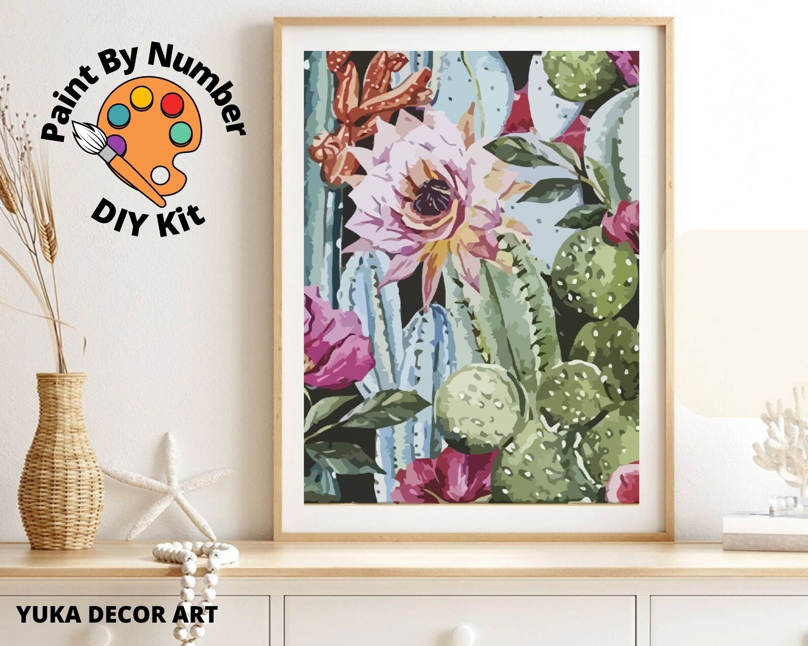 Cactus PAINT by NUMBER Kit Adult desert Botanical Flora Etsy