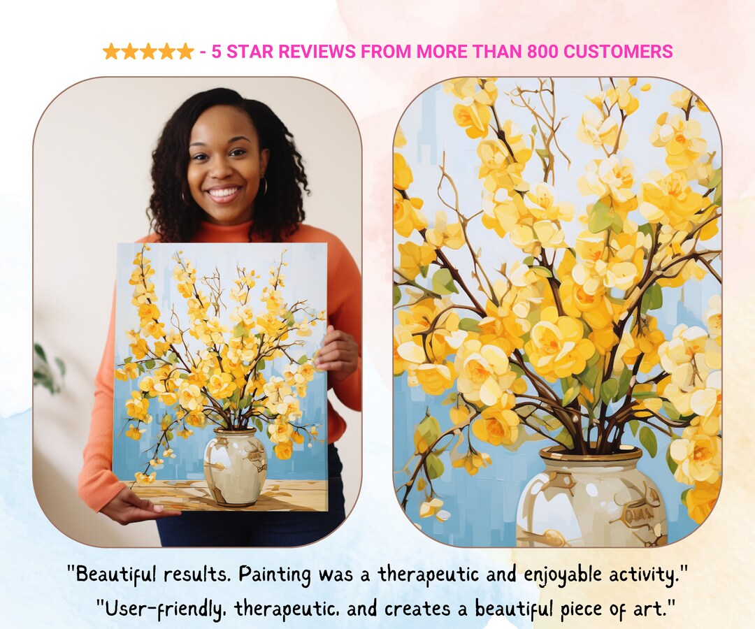 Yellow Flowers PAINT by NUMBER Kit Adults set of 2 Garden Flowers DIY ...