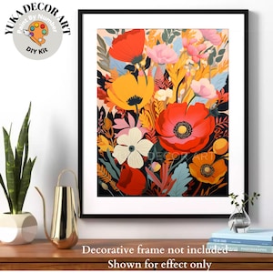Mountain Flowers PAINT by NUMBER Kit for Adults Floral Art Painting Easy Beginners DIY Summer Activity Kit Birthday Gift Teenager Niece Girl