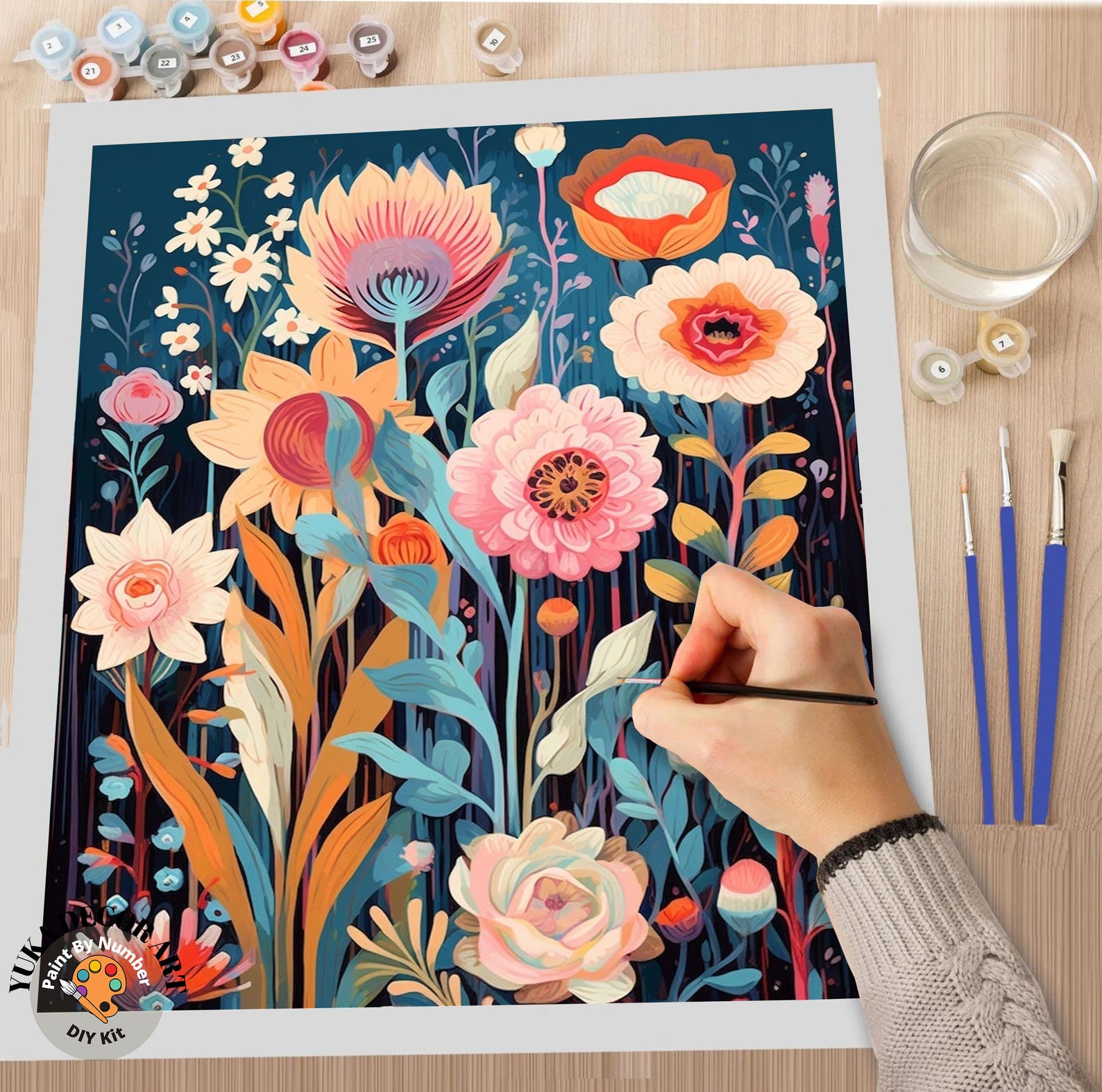 Wildflowers PAINT by NUMBER Kit for Adults spring Flowers Painting Easy ...