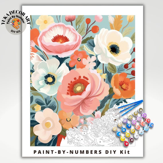 Paint By Number Kit for Adults 16x20 Flowers - DIY Acrylic Painting –  4Lovebirds