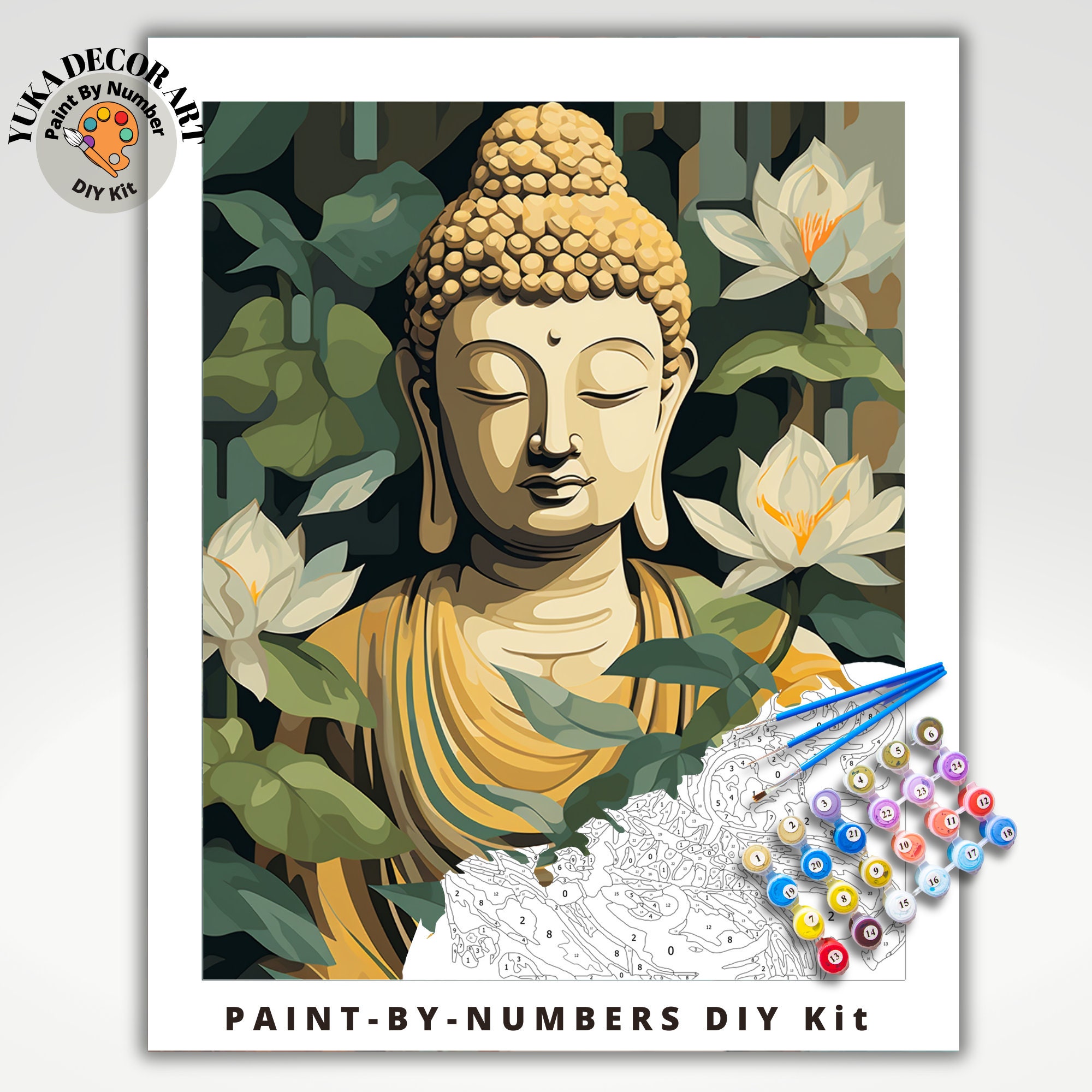 Buddha Ka Sexi Video - PAINT by NUMBERS Kit for Adults Buddha Statue White Lotus - Etsy New Zealand
