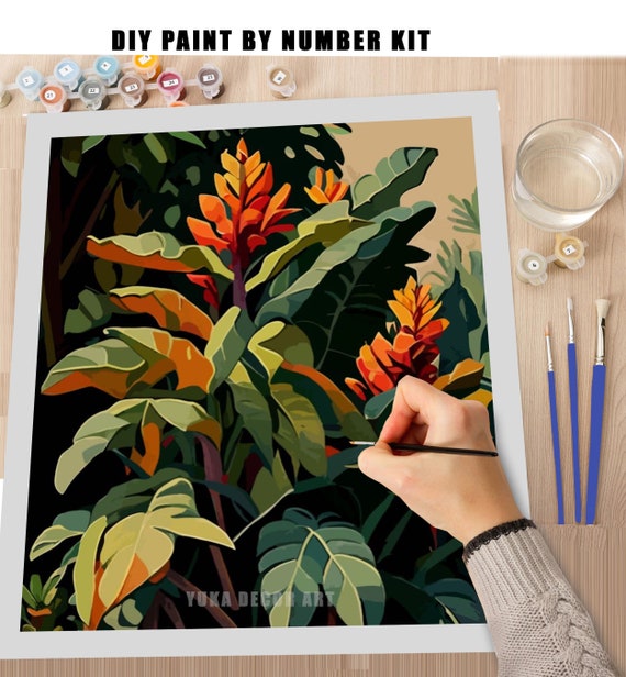 Boho Modern PAINT by NUMBER Kit for Adults Garden Flowers DIY Painting Easy  Beginners Acrylic Paint Kit Wall Art Mom Gift Code: FL2307128 