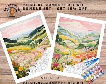 Kit de pintura por números para adultos, paisaje de montaña, arte minimalista moderno, pintura acrílica para principiantes, regalo para madre, abuela, novia