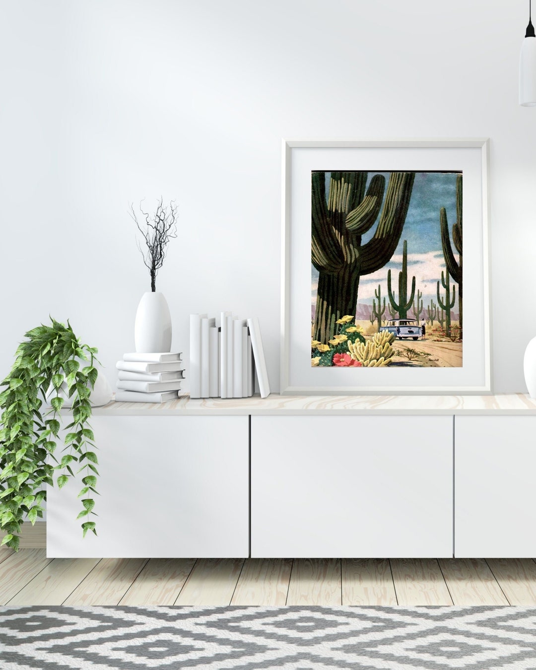Desert Landscape PAINT by NUMBER Kit, Cactus Flowers Sunset Mountain ...