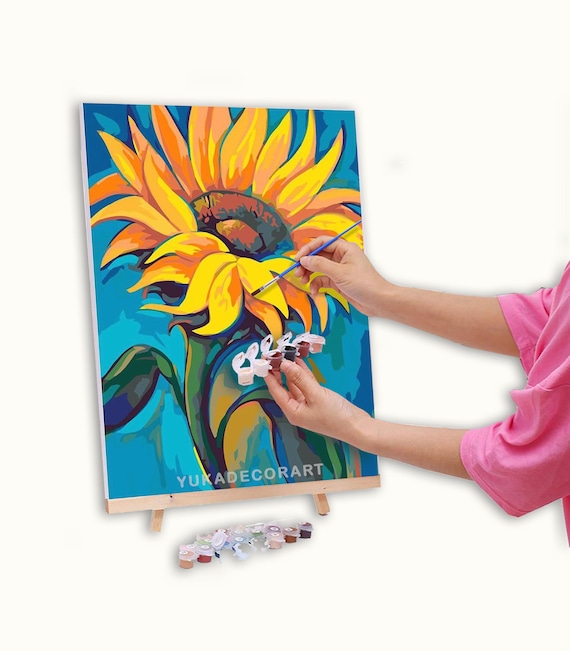 YUCCAORCHID Peinture par Numéros pour Adultes Débutants Enfants avec 3 Pinceaux Sans cadre 40×50 cm,Verre à cocktail