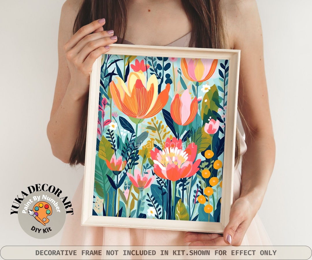 Wildflowers PAINT by NUMBER Kit for Adults Spring Flowers Painting Easy ...