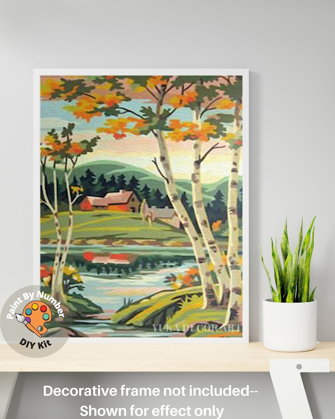 Vintage PAINT by NUMBER DIY Kit for Adult Nature Landscape Mountain ...