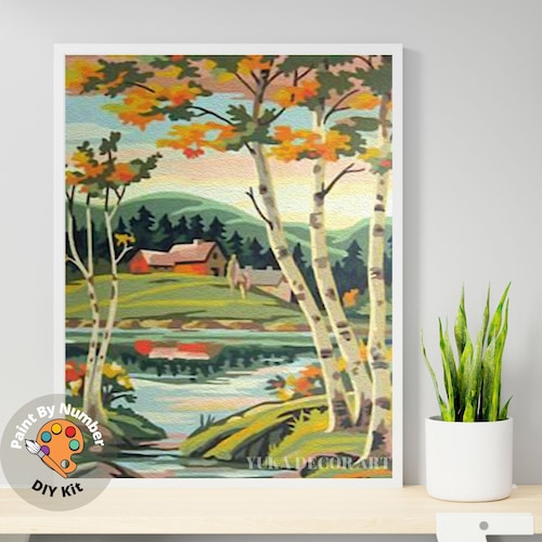 Vintage PAINT by NUMBER DIY Kit for Adult Nature Landscape