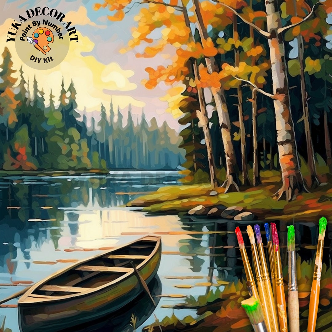 Lake Scenery PAINT by NUMBER Kit Adult Painting DIY by Numbers Craft ...