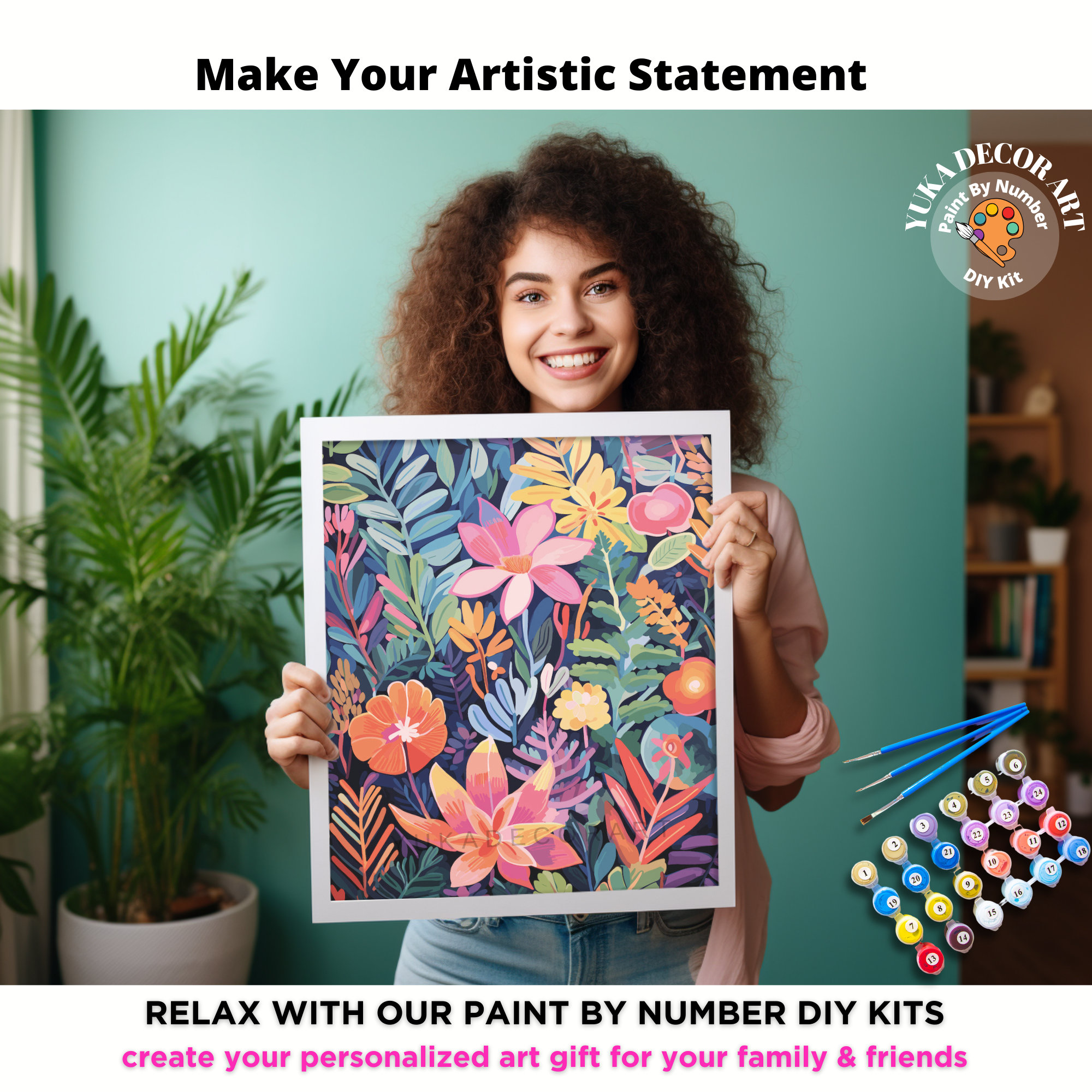 PAINT by NUMBER Kit Adult Modern Flower Spring Garden Colourful Wall Art  Easy Beginner Oil Painting DIY Kit Girlfriend Gift code: FL2309117 