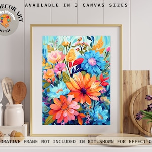 Floral PAINT by NUMBER Kit for Adults Garden Flowers DIY painting Easy Beginners Acrylic Paint Kit Wall Art Decor Mom Gift