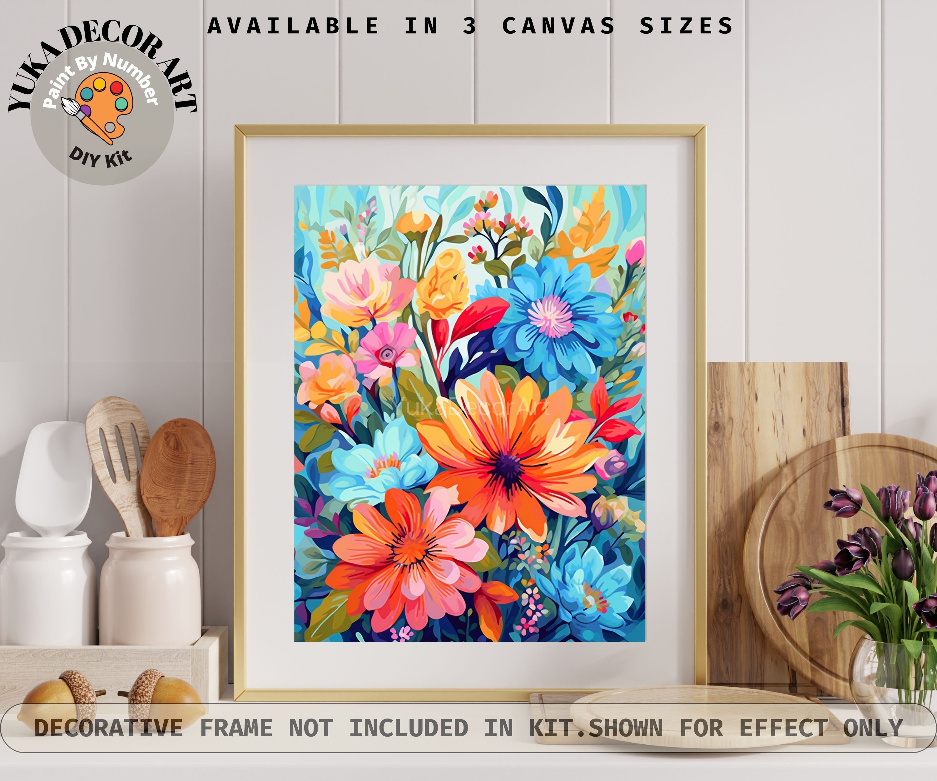 Peinture Numéro Vases Fleuris 30x40cm – Kit Acrylique Débutant, Décoration Maison, Sans Cadre