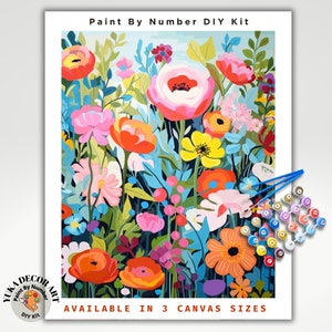 Wild Flowers PAINT by NUMBERS Kit Adults Spring Garden Floral DIY Painting Colorful Easy Beginners Hobby Kit Wall Art Gift
