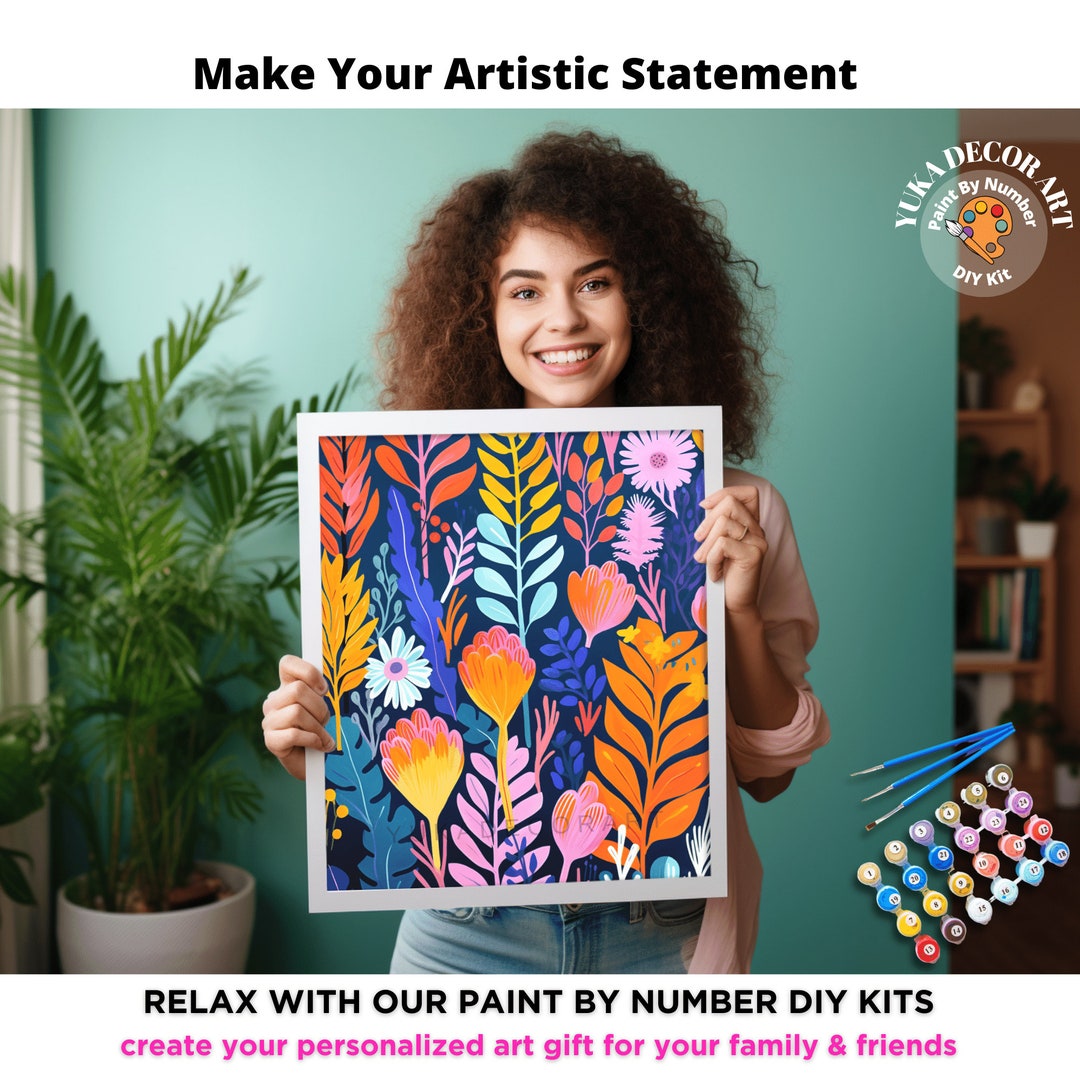 Bright Floral PAINT by NUMBERS Kit Adult Flowers Freestyle Modern ...