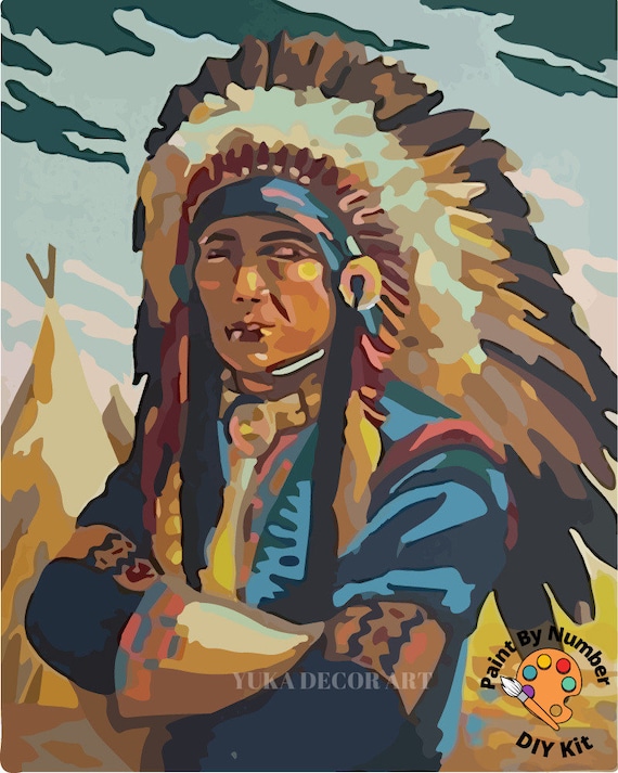 ヴィンテージ！レア! 3D paint by numbers kits Vintage PAINT by NUMBER DIY Kit for Adult , Native American
