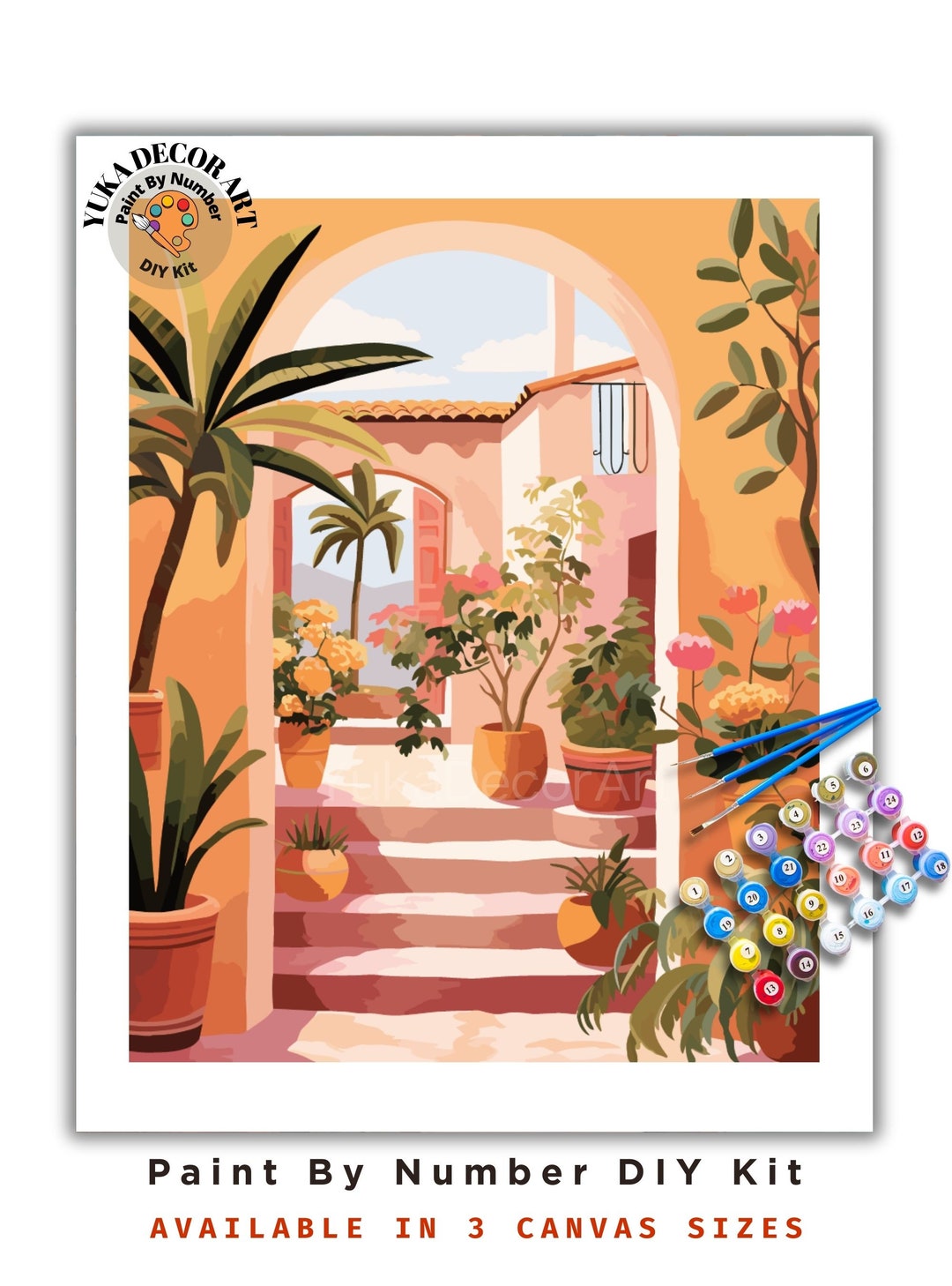 PAINT by NUMBERS Kit Adult mediterranean Landscape Minimalistic Chic ...