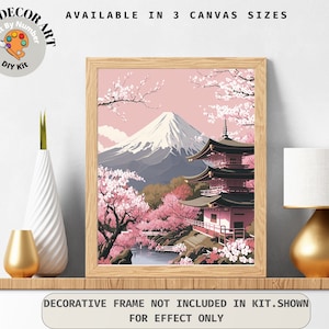 Mount Fuji Japan PAINT by NUMBER Kit for Adults Beginner DIY Art Kit Pink Cherry Blossom Acrylic Painting Kit Wall Art Gift